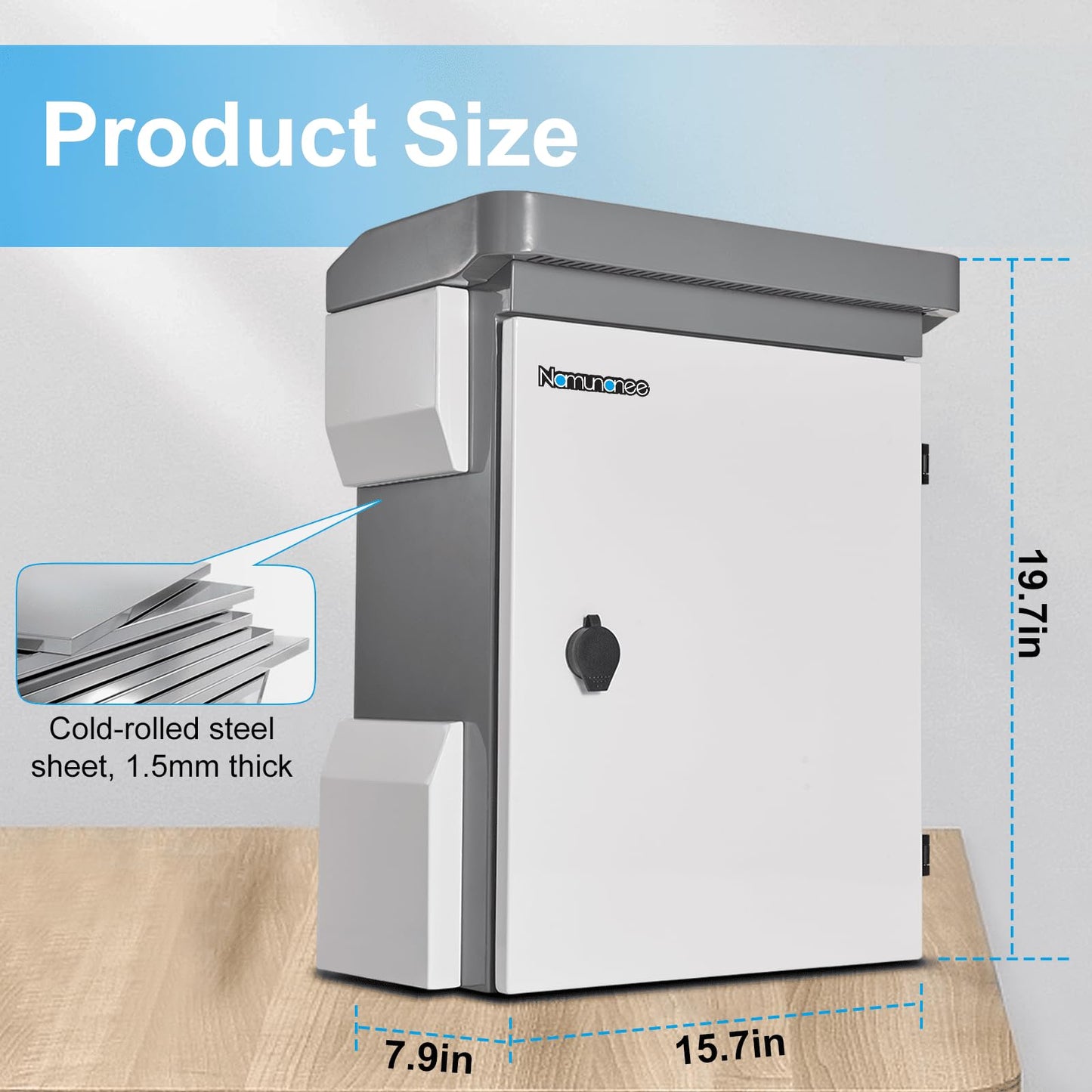 Outdoor Electrical Box, Cold-Rolled Steel Plate, Aluminum Alloy Back Beam, One-Piece Ventilation Design, IP65 Waterproof, Wall/Pole Mounted (19.7" x 15" x 7.9")