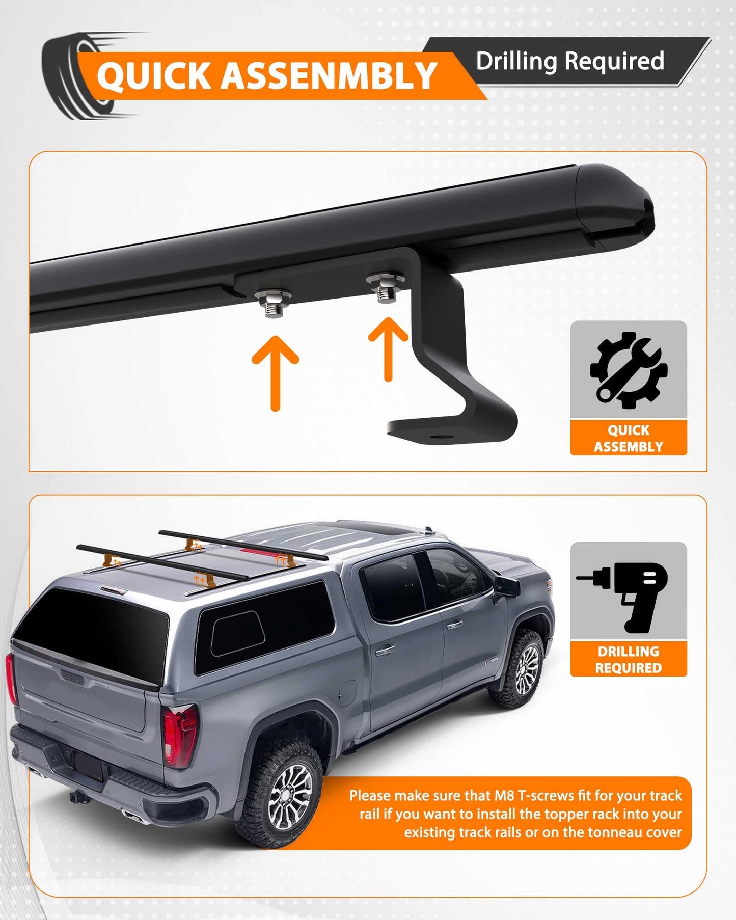 MELIPRON 50" Truck Cap & Topper Ladder Roof Rack Adjustable Van Rack for Kayak Canoe Lumber Pipe(Max Load 500lbs)