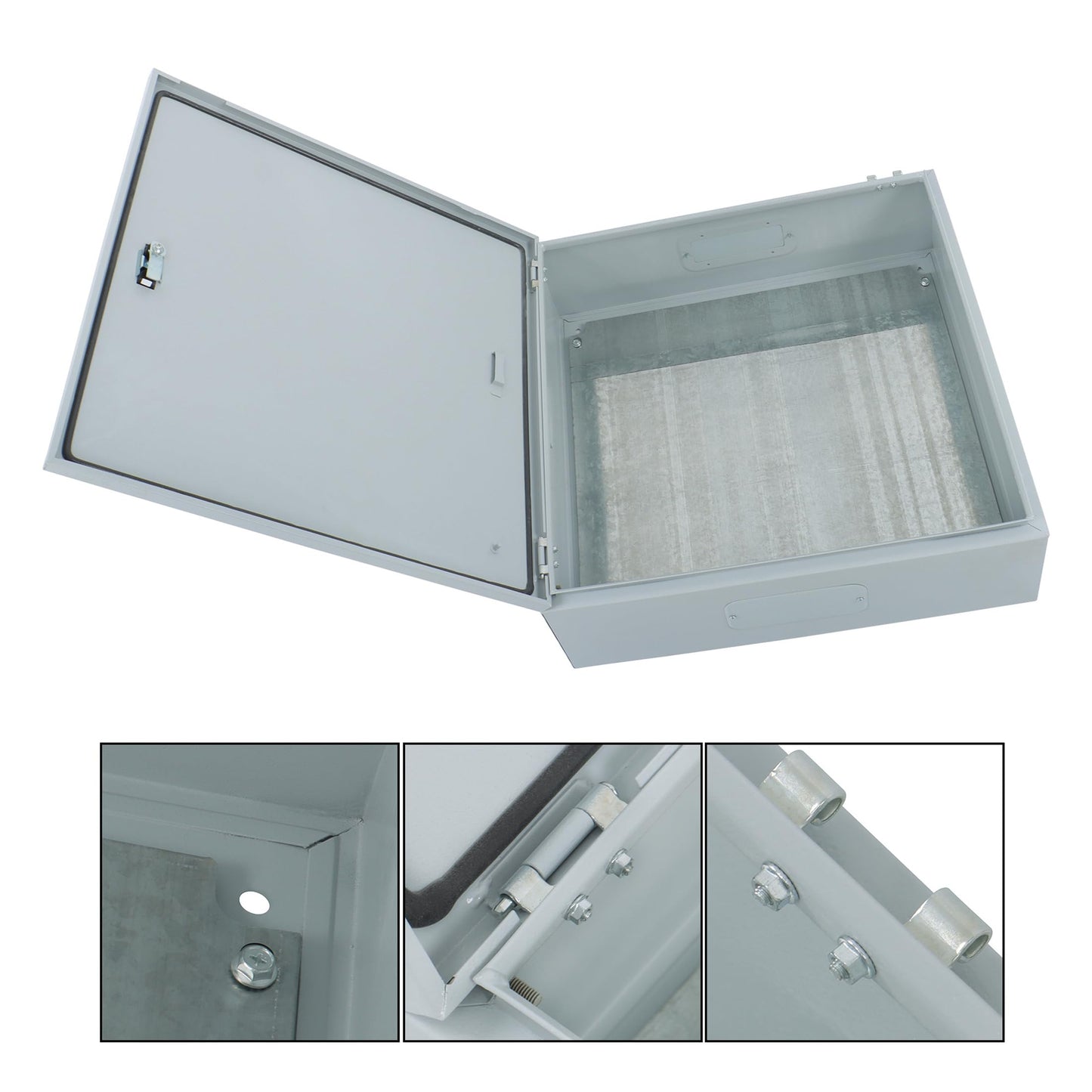Thomletha 24 x 8 x 24 NEMA 4X Electrical Junction Box - Premium Steel Enclosure for Industrial Controls - Heavy Duty Outdoor Metal Cabinet with Dual-Key Lock - Fits Wiring, Connectors and Panels