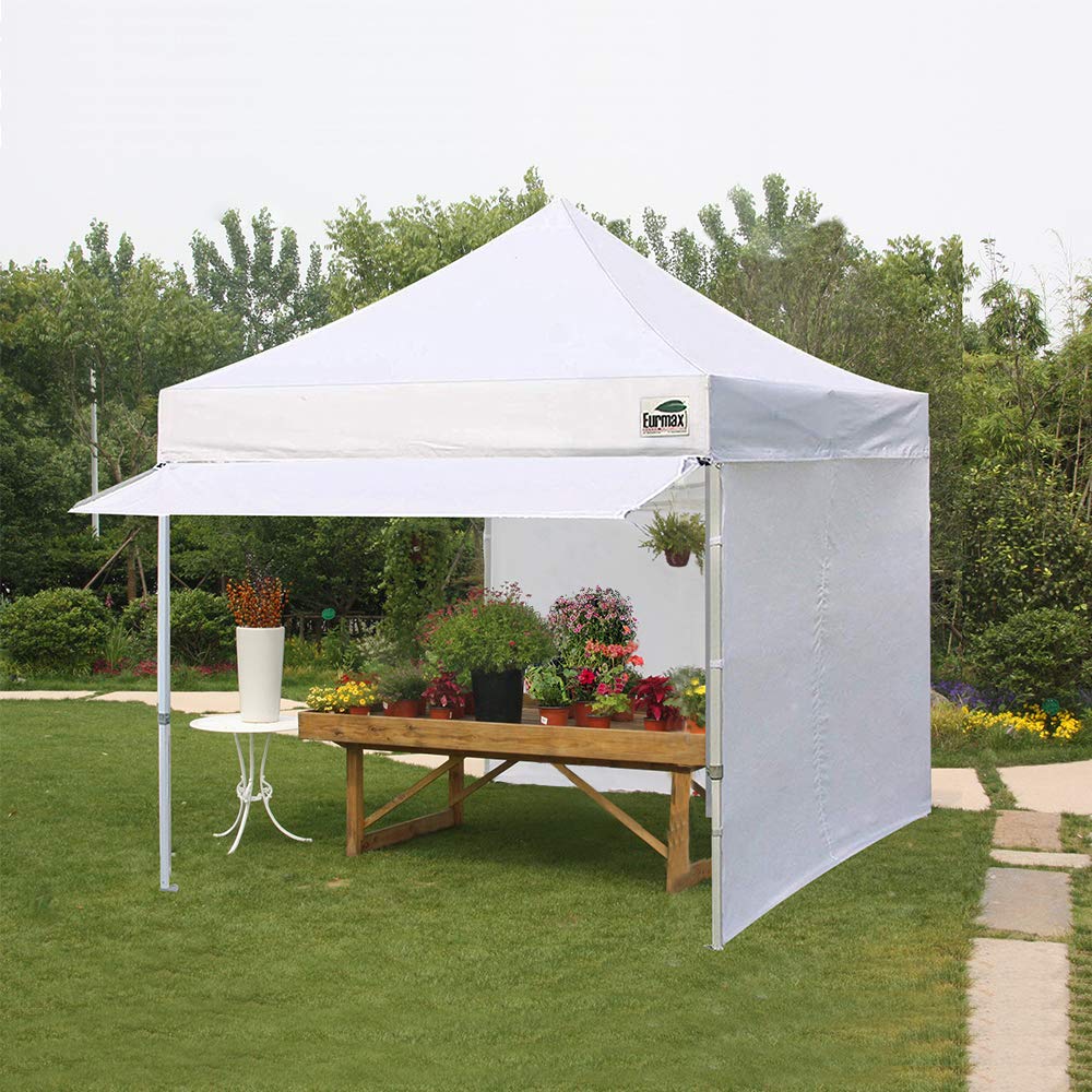 Eurmax USA 10x10 Pop Up Canopy,Commercial Tent with Patented No-Tip Rolling Bag,30sqft Extension Awning & 4 Zippered Removable Walls,UV & Water Resistant,Heavy Duty Instant Shelter Gazebo,Red