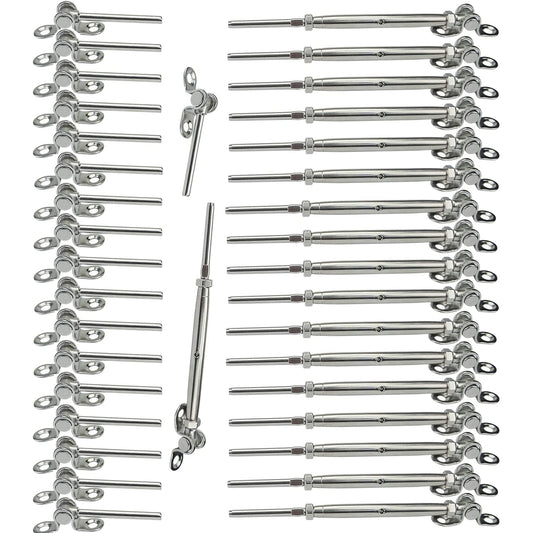 Sowtowe T316 Marine Grade Stainless Steel Cable Railing Hardware Kit for 1/8 Inch Cable Railing System, 32 Pairs, Adjustable Angle