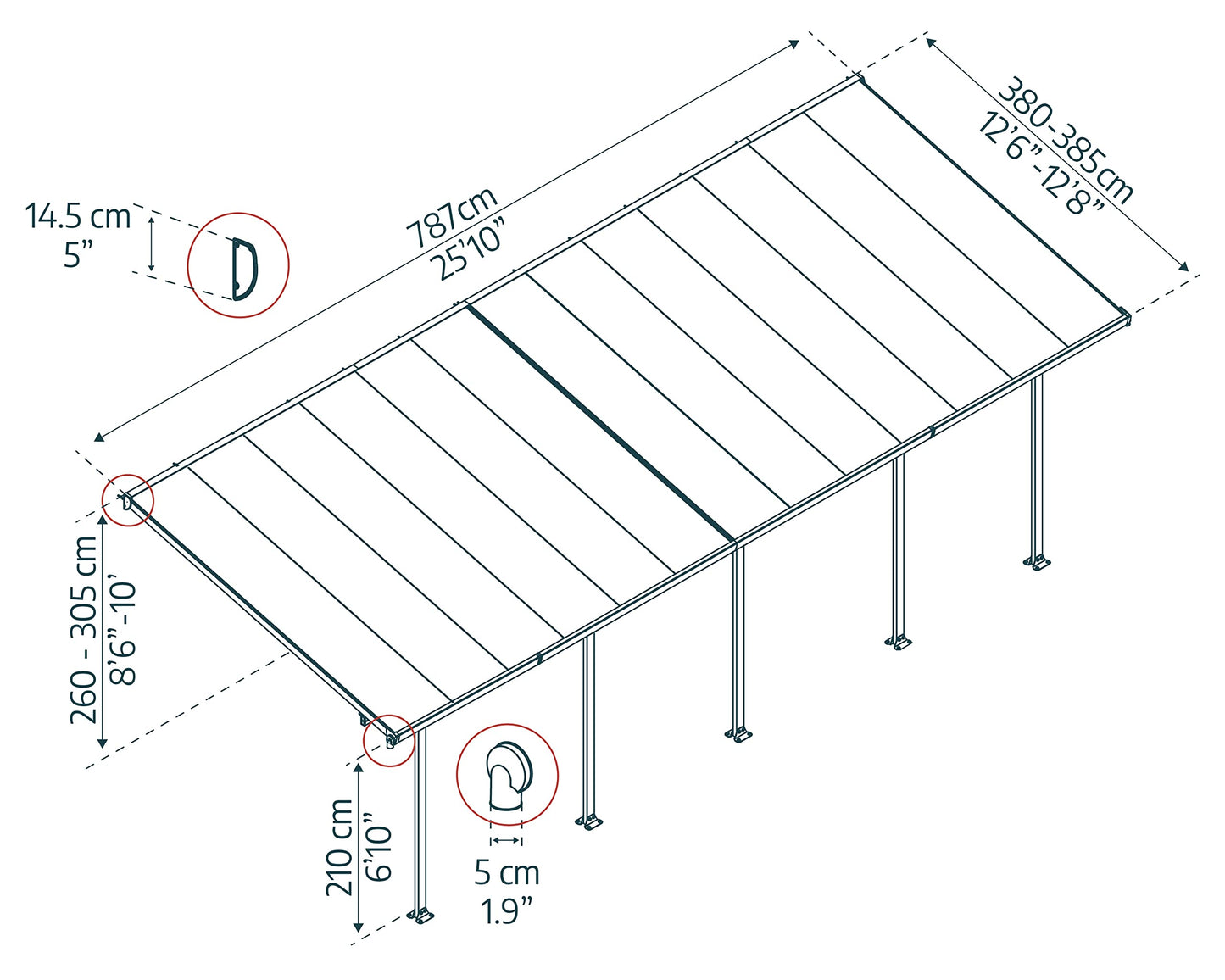 Palram - Canopia Feria 13 Ft. x 26 Ft. Carport Aluminum Metal Frame and Polycarbonate Panels Car Port for Outdoor Driveway to Protect Car, Truck, RV, Trailer, Boat, Equipment Storage(White)