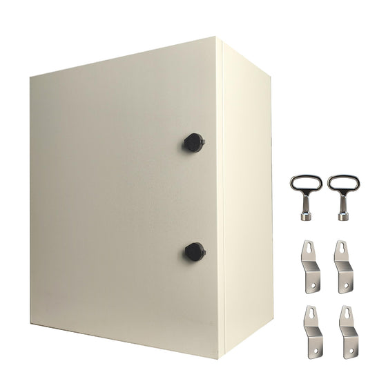 24x16x8 Electrical Enclosure Box NEMA 4 Outdoor Enclosure, IP66 Waterproof & Dustproof Cold-Rolled Carbon Steel Hinged Junction Box for Outdoor Indoor Use