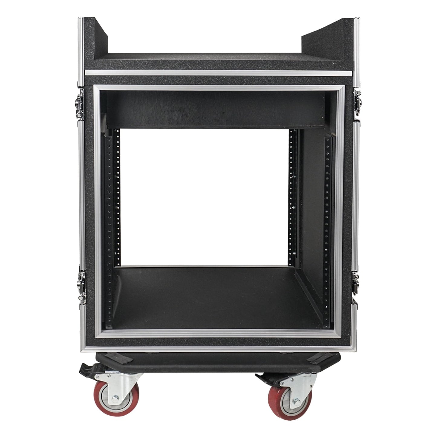Sound Town Shock Mount 12U ATA Rack Case with 20” Rackable Depth, 11U Slant Mixer Top and Casters, 12-Space Size - Pro Tour Grade (STMR-SP12UW)