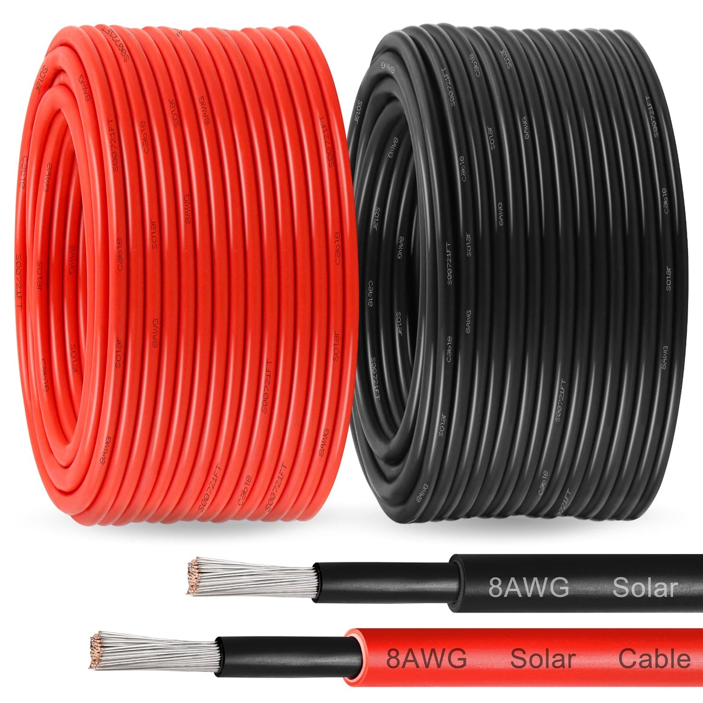 MOOKEERF Solar Pane Wire 8 AWG - Solar Extension Cable 150Ft Black & 150Ft Red 8 Gauge Tinned Copper PV Wire for Outdoor Automotive RV Solar Panel Boat Marine (Black+Red)