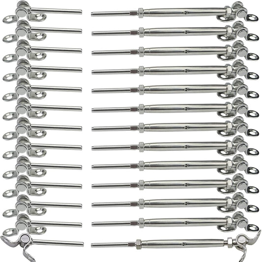 Sowtowe Cable Railing Hardware, 30 Pairs T316 Marine Grade Stainless Steel Cable Railing Kit for 1/8 Inch Cable Railing System, Adjustable Angle