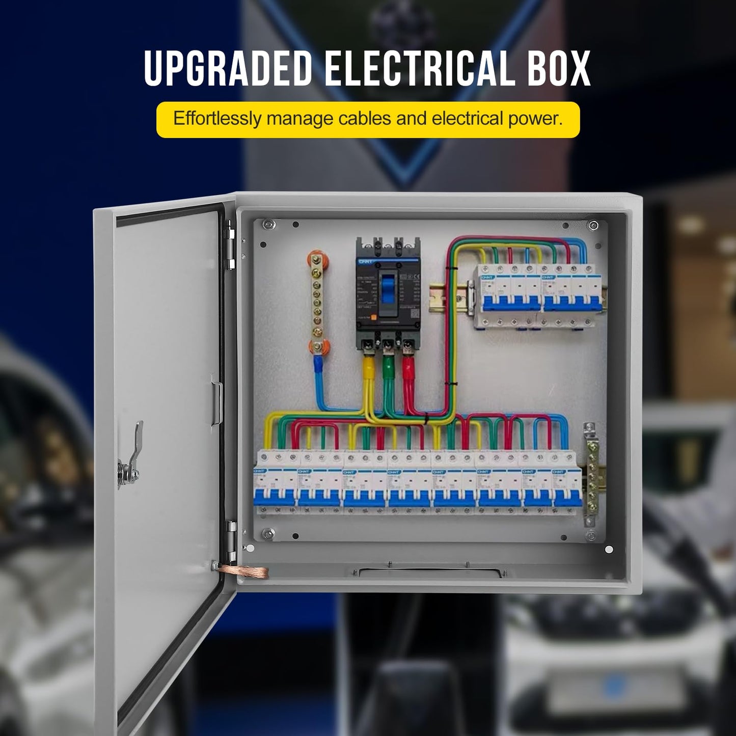 Electrical Box, 24x24x8 NEMA 4X Steel Electrical Box, IP66 Waterproof & Dustproof, Outdoor/Indoor Electrical Junction Box, Lockable Junction Box