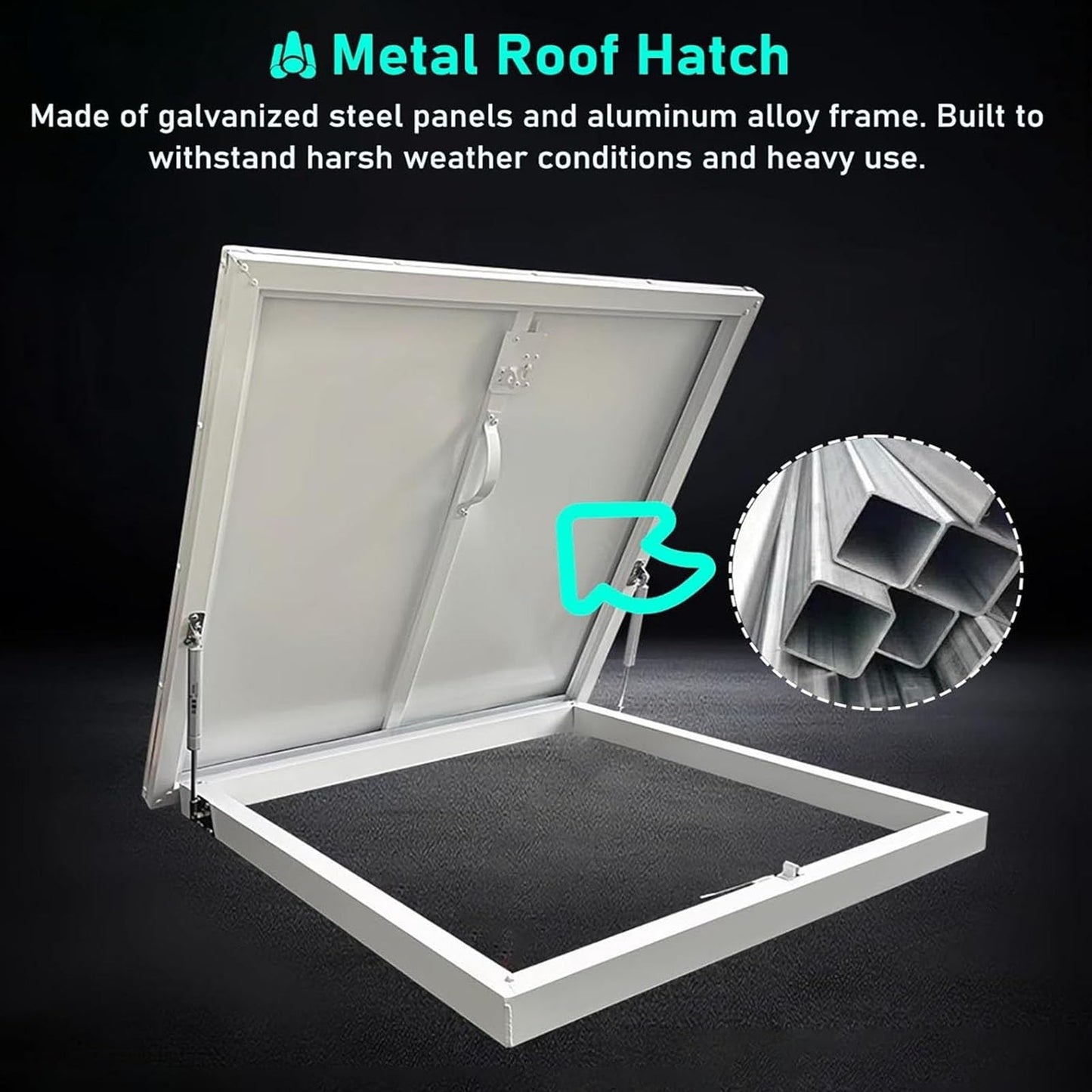 Flat Roof Lighting Well Window Loft Access Hatch Door Anti Ageing Aluminum Alloy Skylight Industrial Factory Roofs(100x100cm/3.28x3.28ft)