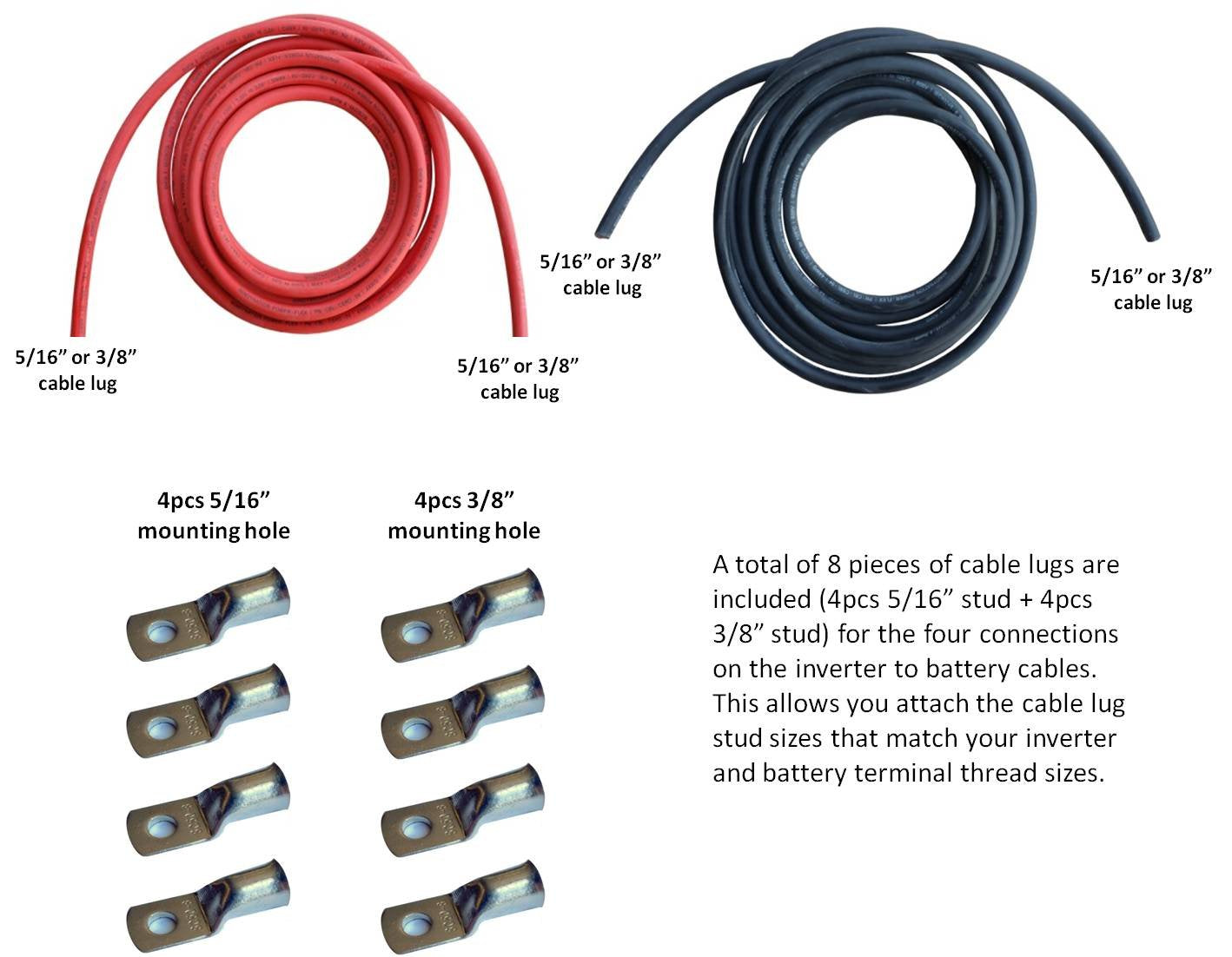 WindyNation 4/0 Gauge AWG (10 Feet Black + 10 Feet Red) Power Inverter Battery Cable Wire Kit for DC to AC Inverters RV, Car, Solar, Marine, Off-Grid