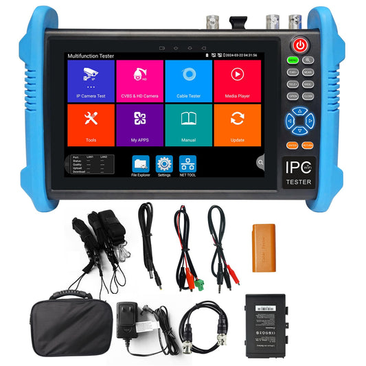 Upgraded 8K IP Camera Tester, WANLUTECH CCTV Tester 7 inch Touchscreen 8MP TVI CVI AHD SDI CVBS Test SFP 90W PoE Power RJ45 Cable Test PoE Network Tools RS485 WiFi HDMI I/O VGA in (IPC-9800ADHS Pro)