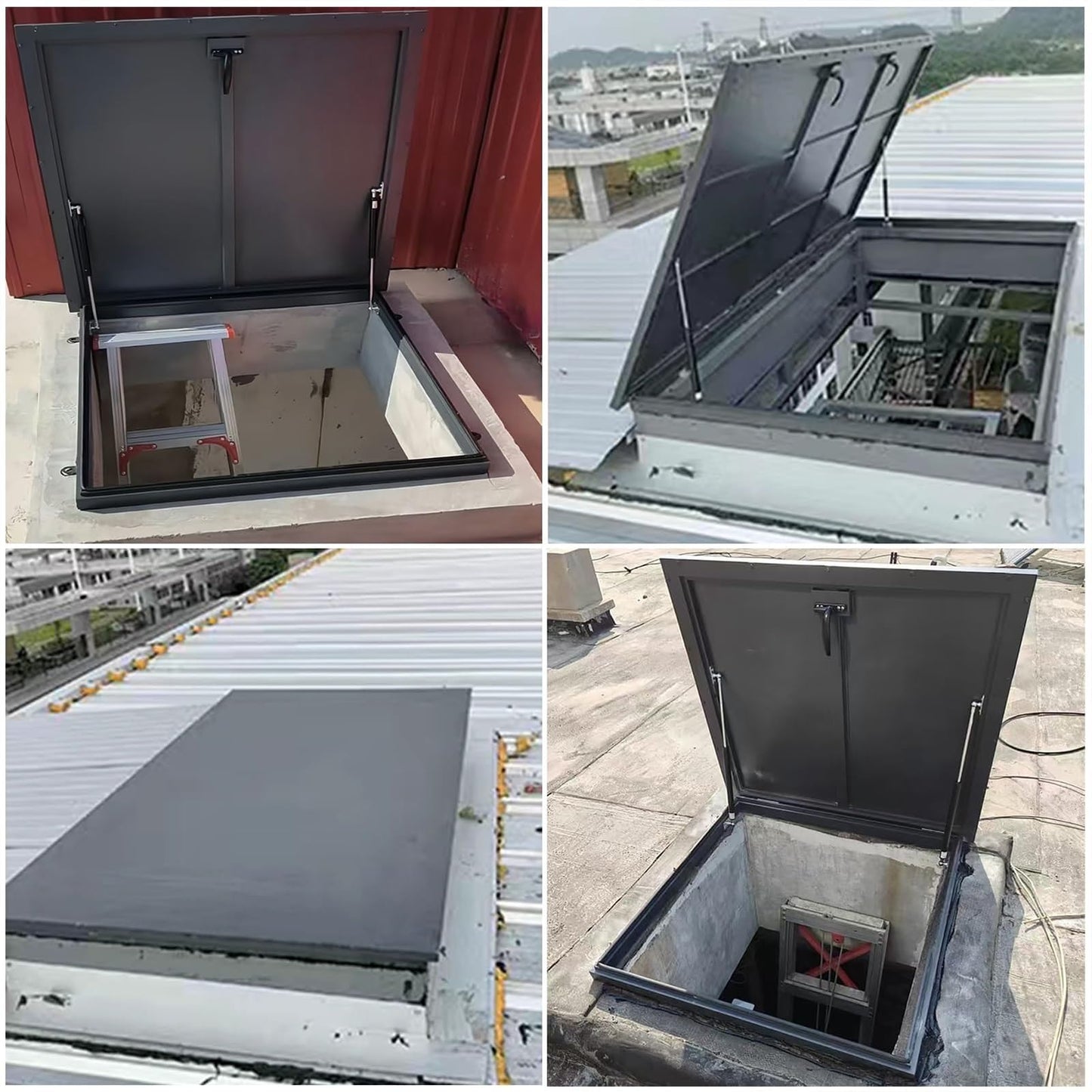 Skylight Roof Window, 32x35in / 81.3x88.9cm Galvanized Steel Plate, Customizable Size, Emergency Escape for Industrial Factories and Shopping Malls