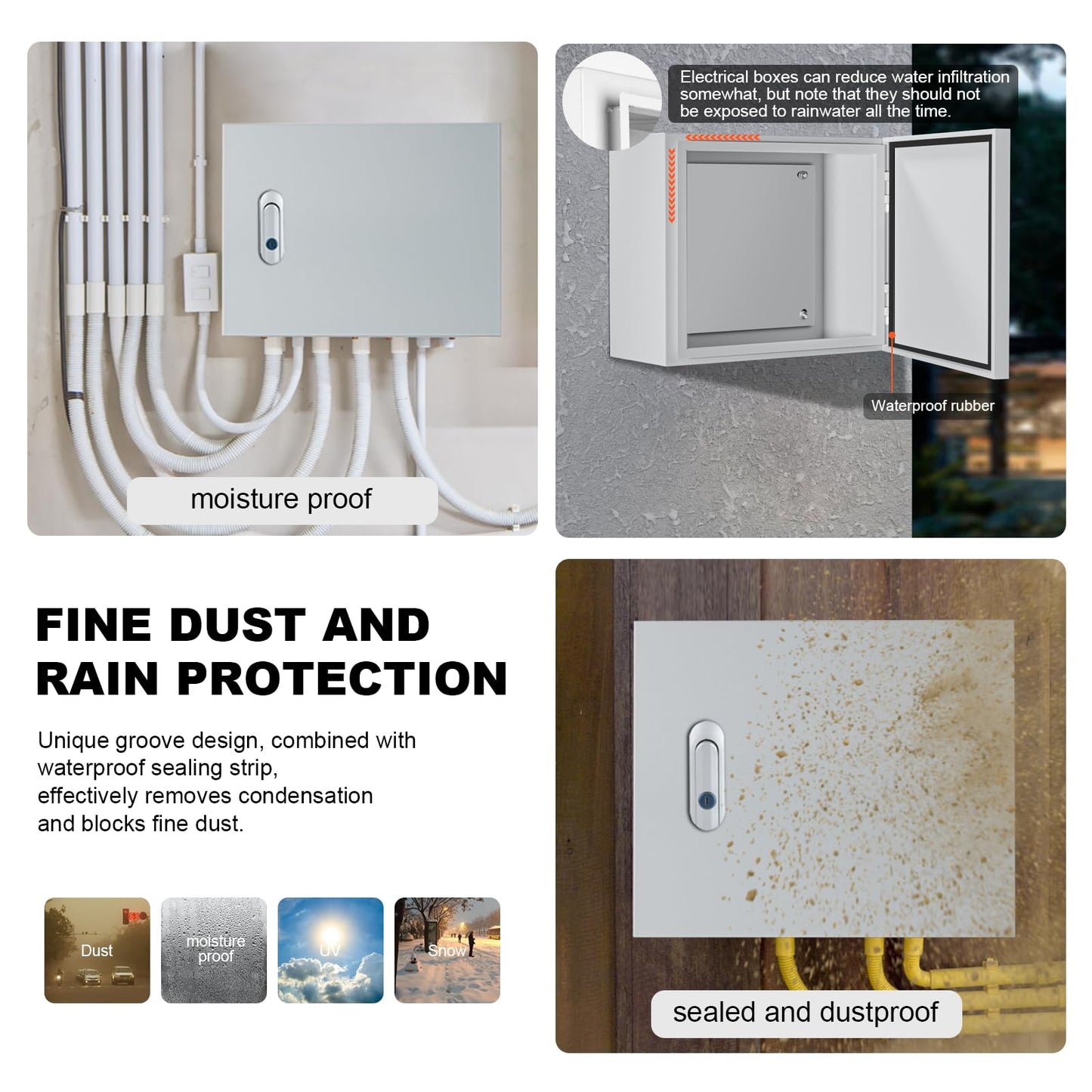Metal Electrical Enclosure Box, Indoor&Outdoor Electrical Junction Box, Dustproof and Moisture Proof Metal Electrical Box with Safety Lock，Universal Electric Equipment Enclosure Box