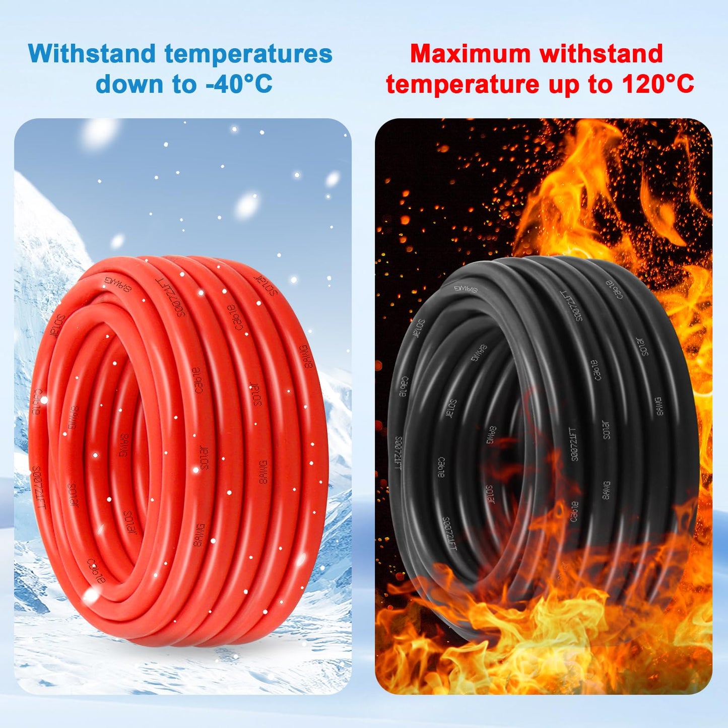 MOOKEERF Solar Pane Wire 8 AWG - Solar Extension Cable 150Ft Black & 150Ft Red 8 Gauge Tinned Copper PV Wire for Outdoor Automotive RV Solar Panel Boat Marine (Black+Red)
