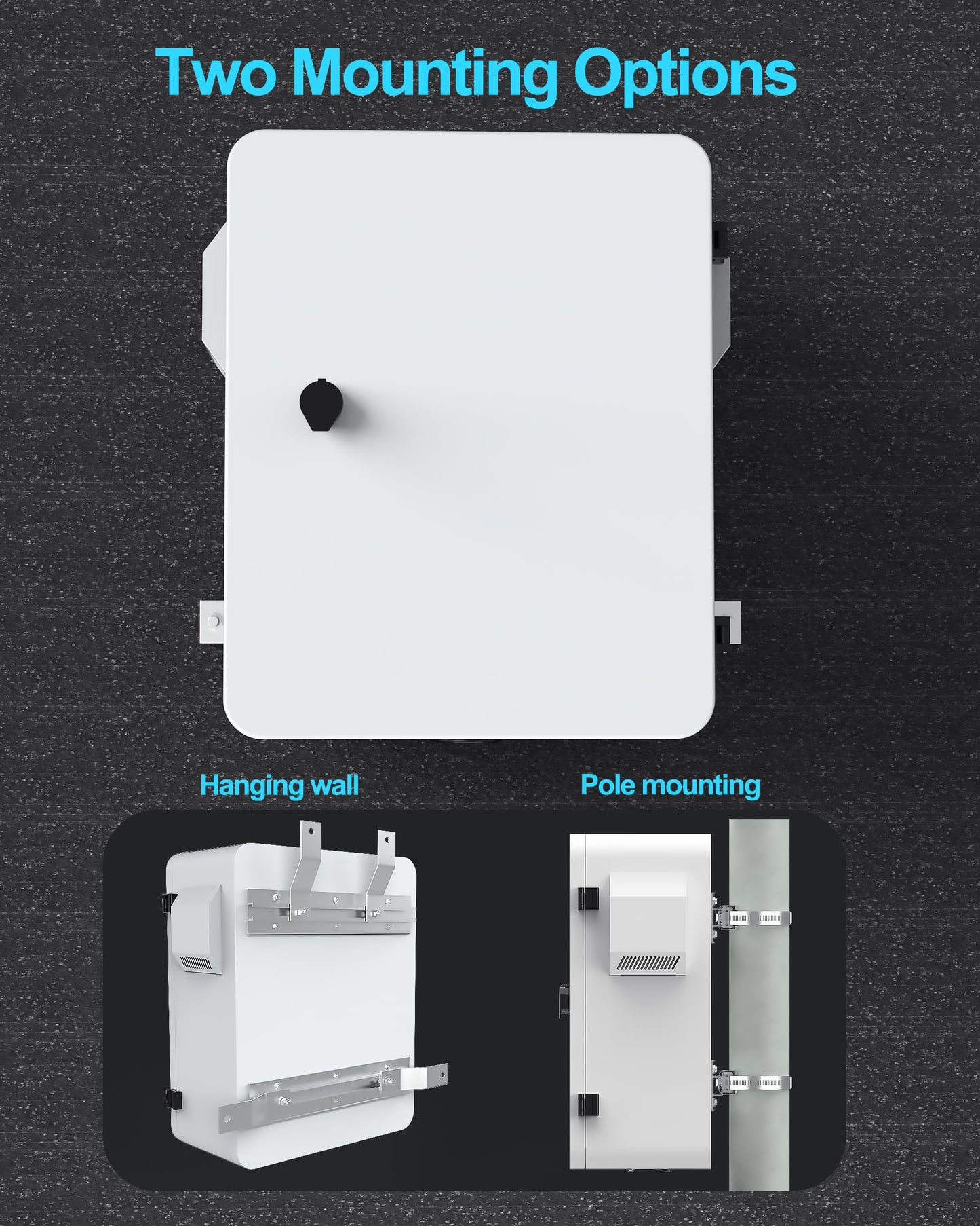 Akwscyby Outdoor Electrical Box with Thermostat and Fan, Precise Temperature Control 0.1°F, IP65 Water Resistant Rating, Galvanized Steel, Aluminum Rear Beam(19.7" x 17.7" x 7.9")