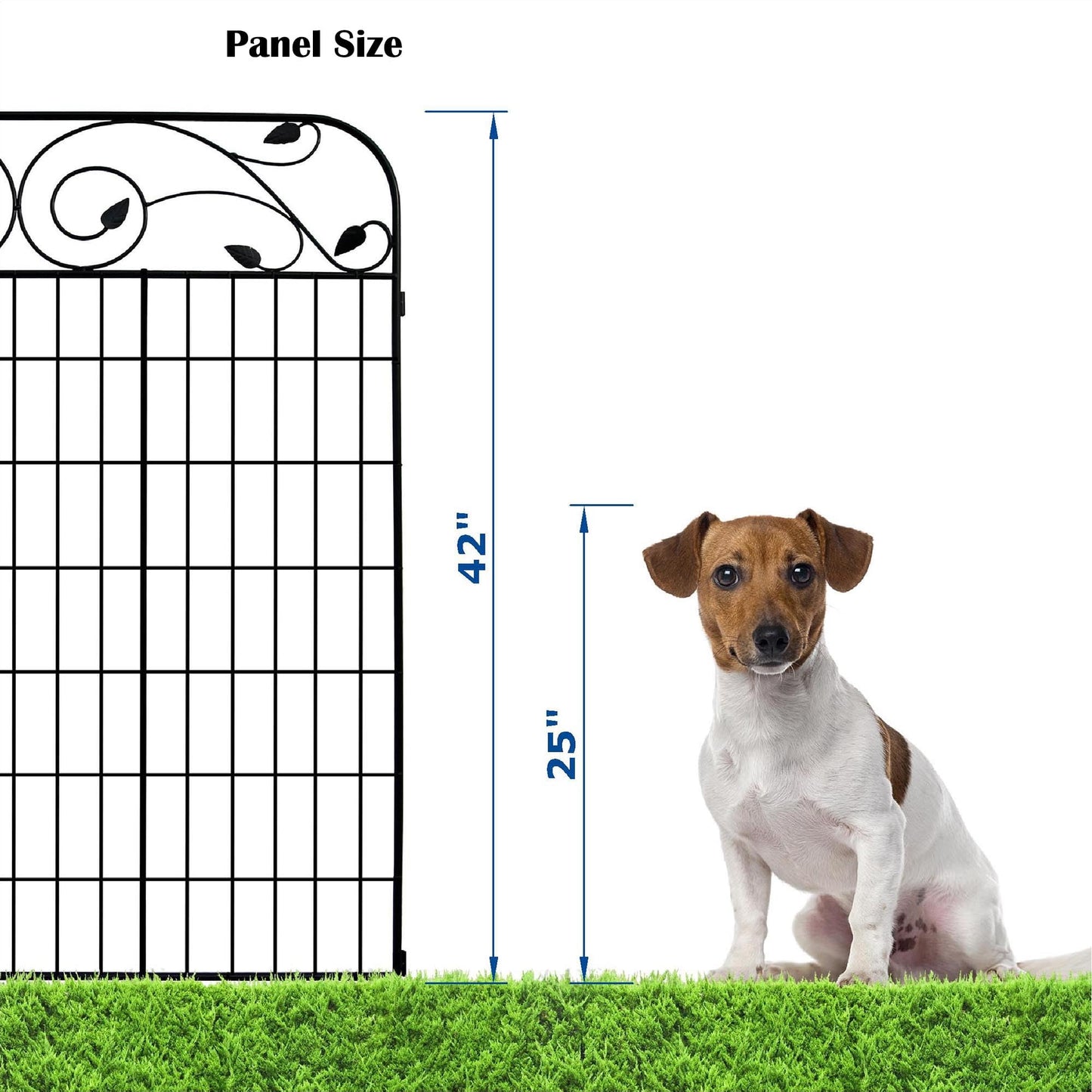 4 Pack 44" H 36" W (Linear Length 12 feet) Black Coated Heavy Duty Steel Decorative Garden Fence Panel with 8 Leaves, Heavy Duty Metal Wire Border Fencing Patio Flower Animal Barrier Section Panel