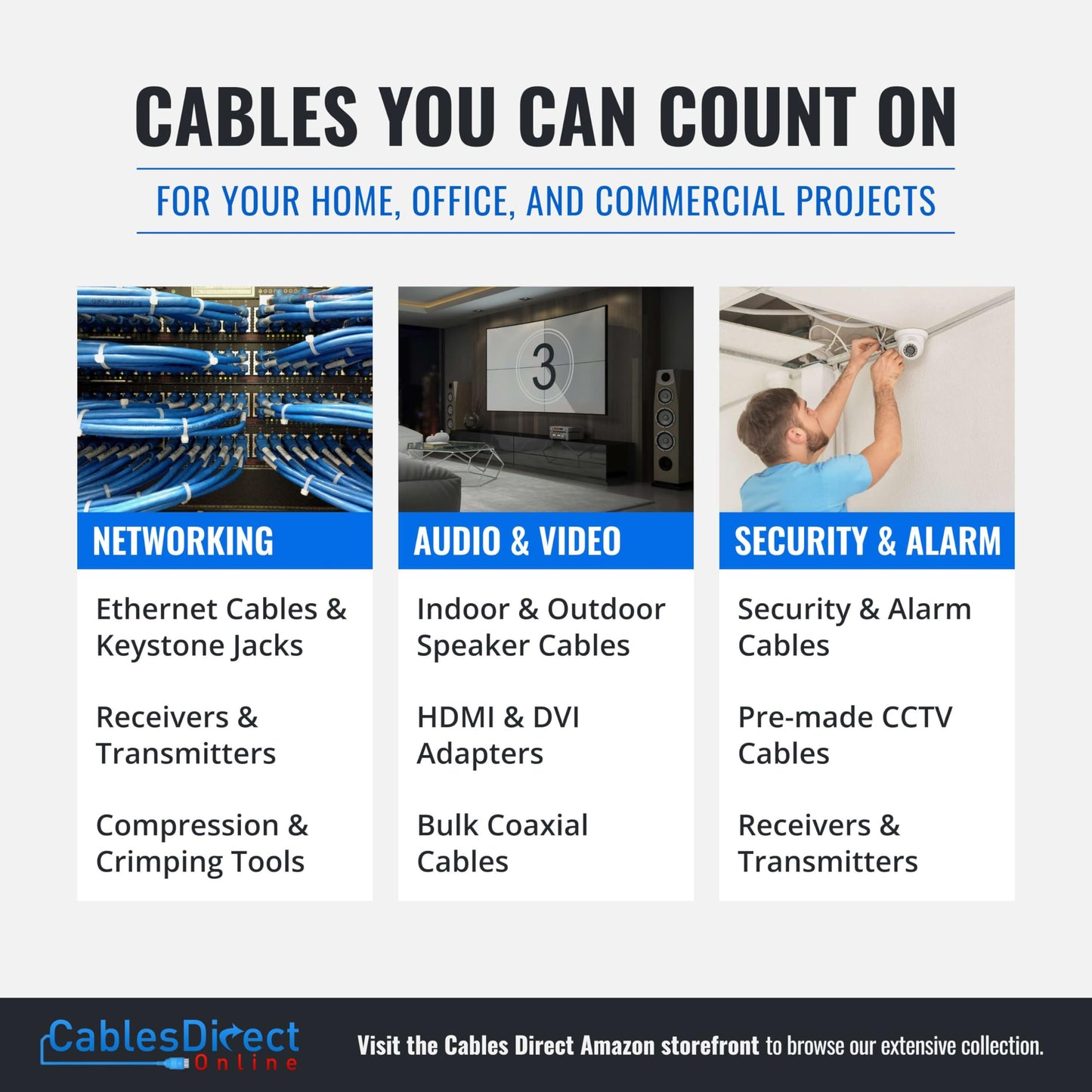 Cables Direct Online 250FT 12AWG Outdoor Speaker Cable Oxygen Free Copper 2-Conductors, Direct Burial, Weather Resistant, UV CL3 CM Rated, OFC Strands Low Voltage, Drum