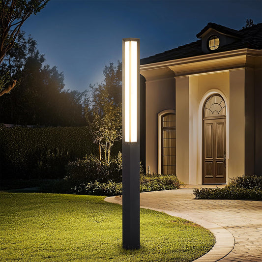 Linkmoon Landscape Path Light, 92" Modern Outdoor LED Luxury Bollard Lighting with IP65 Waterproof for Lawn Courtyard Driveway Pathway Decoration