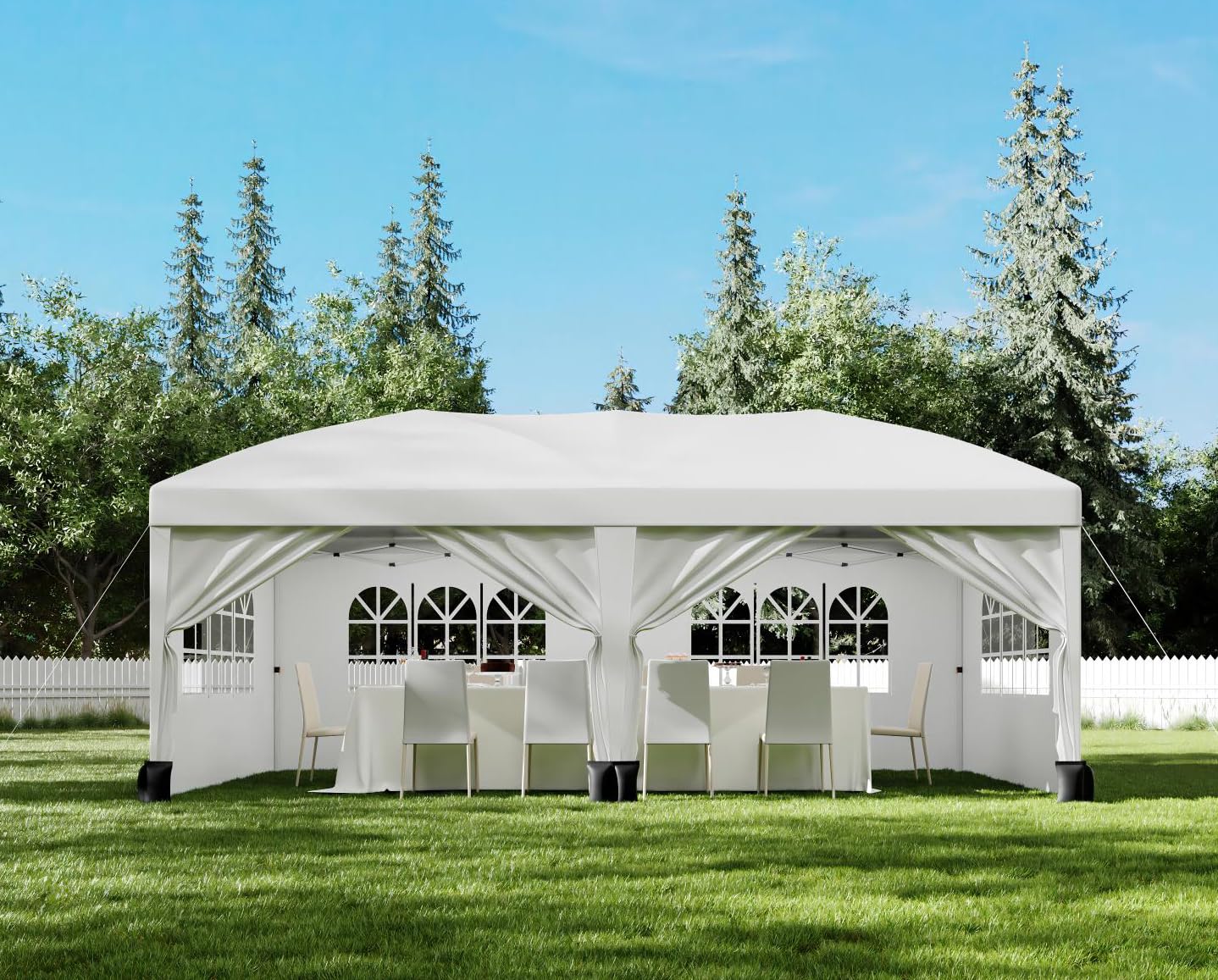 10x20 Pop Up Canopy Tent, Heavy Duty Wedding Party Tent Commercial Grade Instant Shelter with Removable Sidewalls for Outdoor, Parties, 3 Height, Carry Bag, Sandbag