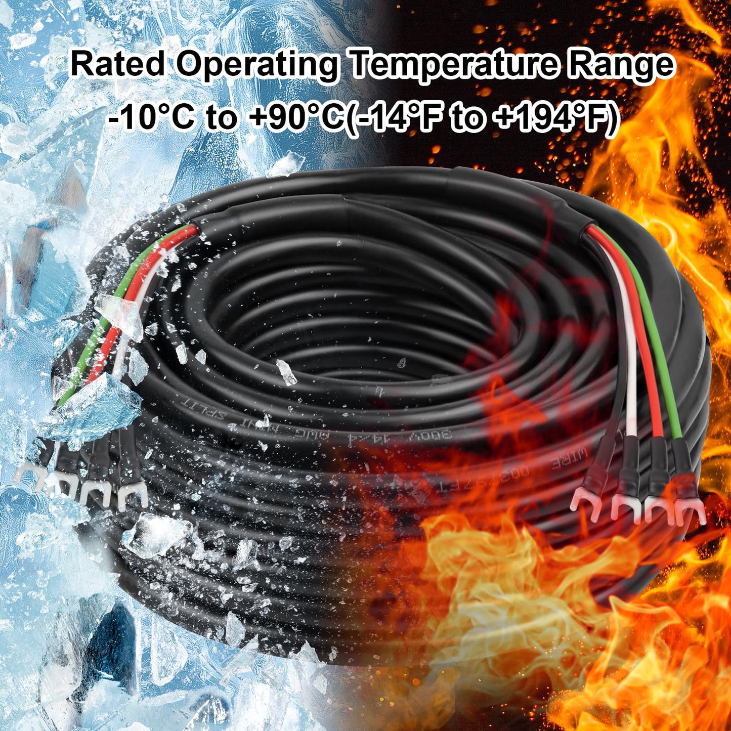 MOOKEERF 14/4 AWG Mini-Split Cable - 150FT 14 AWG 4 Conductor Control Cable 300V Stranded Oxygen-Free Pure Copper Wire for Mini Split Air Conditioner,Heat Pump,HVAC Systems and Speaker Systems