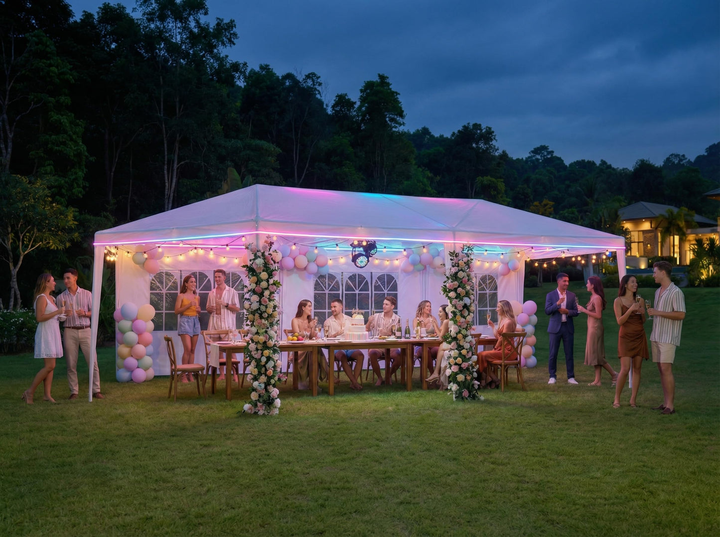 HOTEEL 10x30 FT Party Tent Outdoor Canopy Tents for Parties with 8 Removable Sidewalls, Carpas para Fiestas Waterproof for Gazebo Large Backyard Shelter Patio Wedding Events Tent BBQ