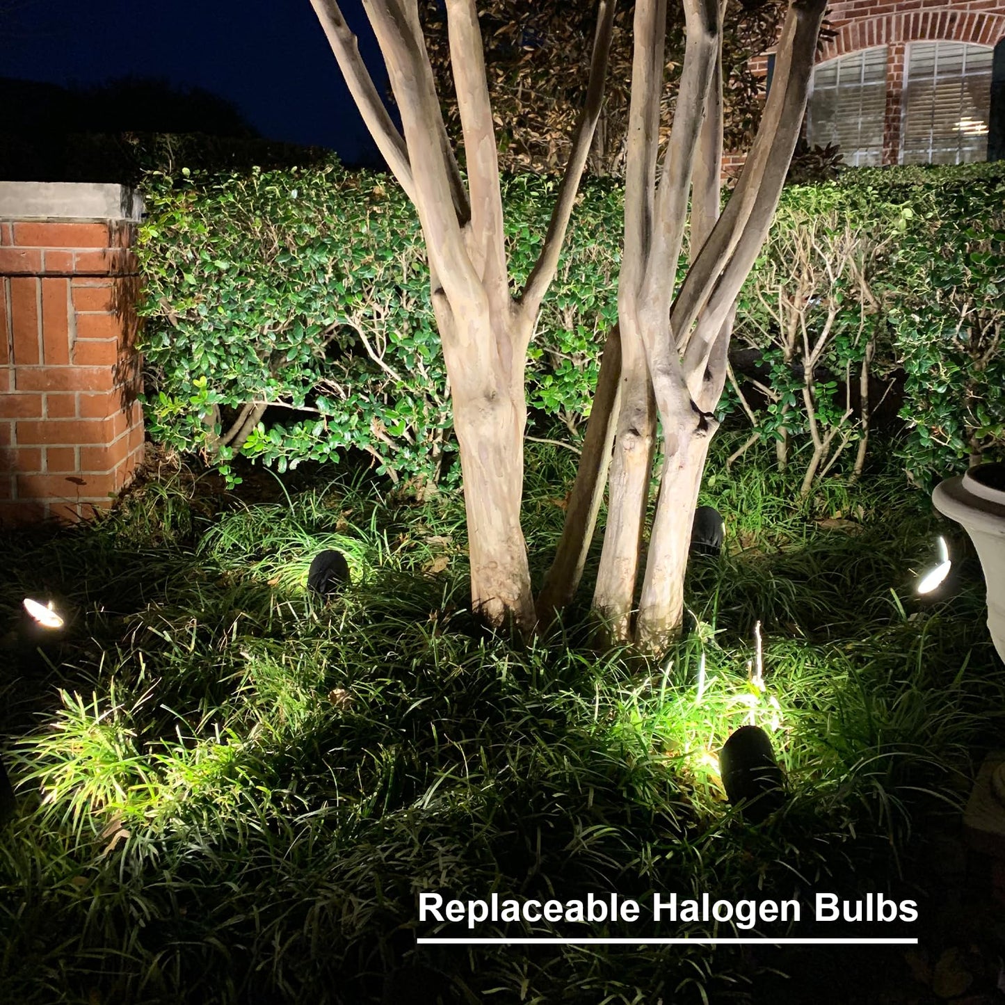 GOODSMANN Low Voltage Landscape Spotlights 50W 8PK Kits Outdoor Flood Lights 3000K Warm White Replaceable Halogen Bulb Outside Hardwired Lighting with Metal Stake Cable Connector