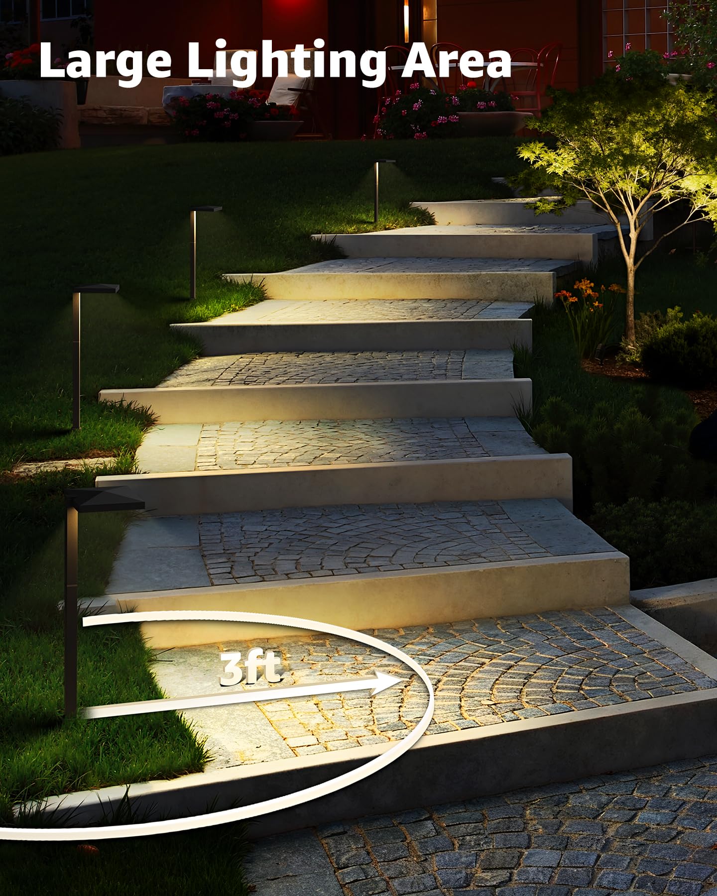 SUNVIE All-in-ONE Landscape Lighting Kit 6-Pack Anti-glare LED Pathway Lights, 2-Pack Spotlights, 60W Transformer, 100FT 16/2 AWG Wire and Connectors Outdoor Landscape Lighting for Walkway Garden Yard
