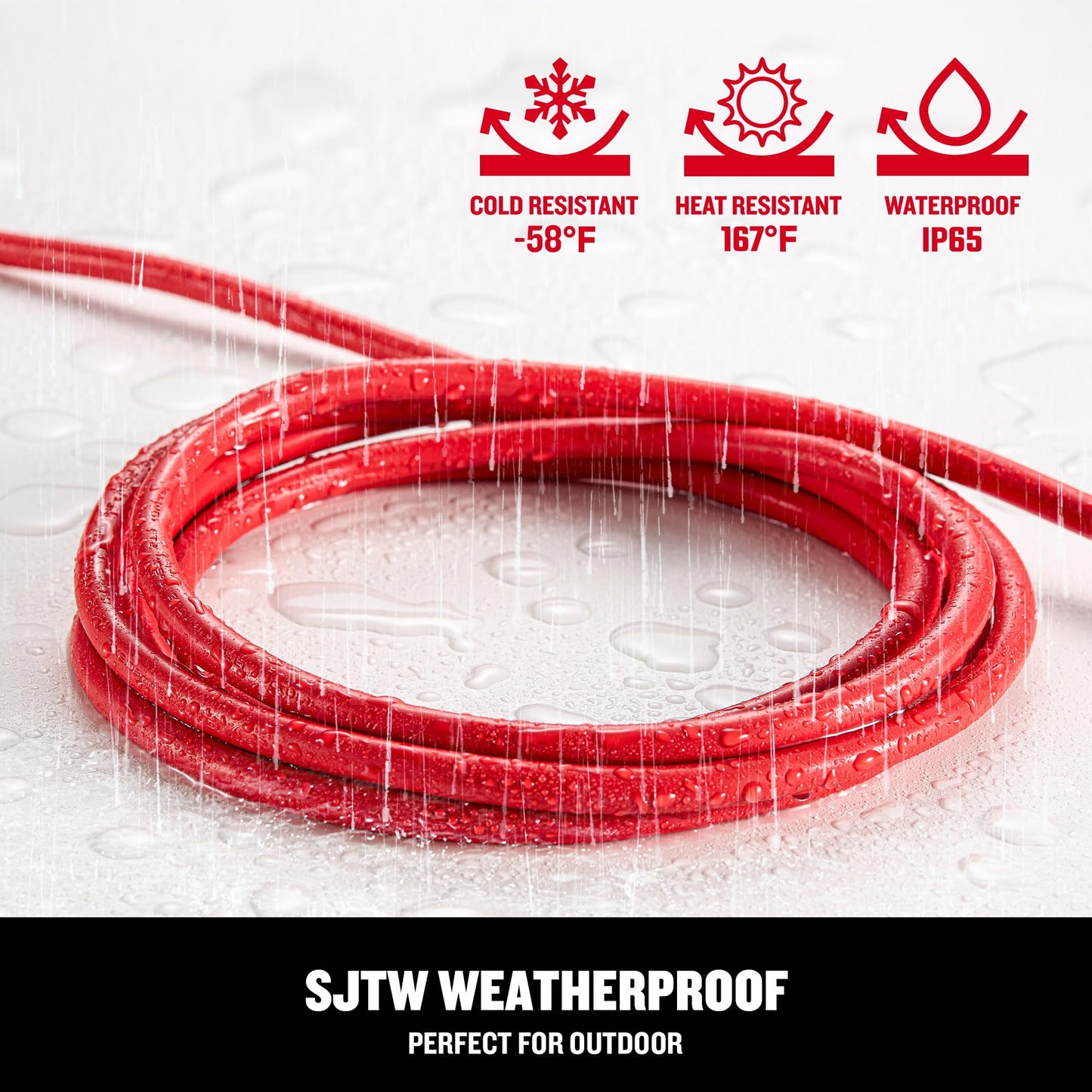 CRAFTSMAN 100 Ft. Heavy-Duty Industrial Extension Cord, 10/3 SJTW Indoor/Outdoor Waterproof Power Cable with Lighted 3-Prong Plug, Storage Strap & Flexible Jacket, 15A/1875W/125V