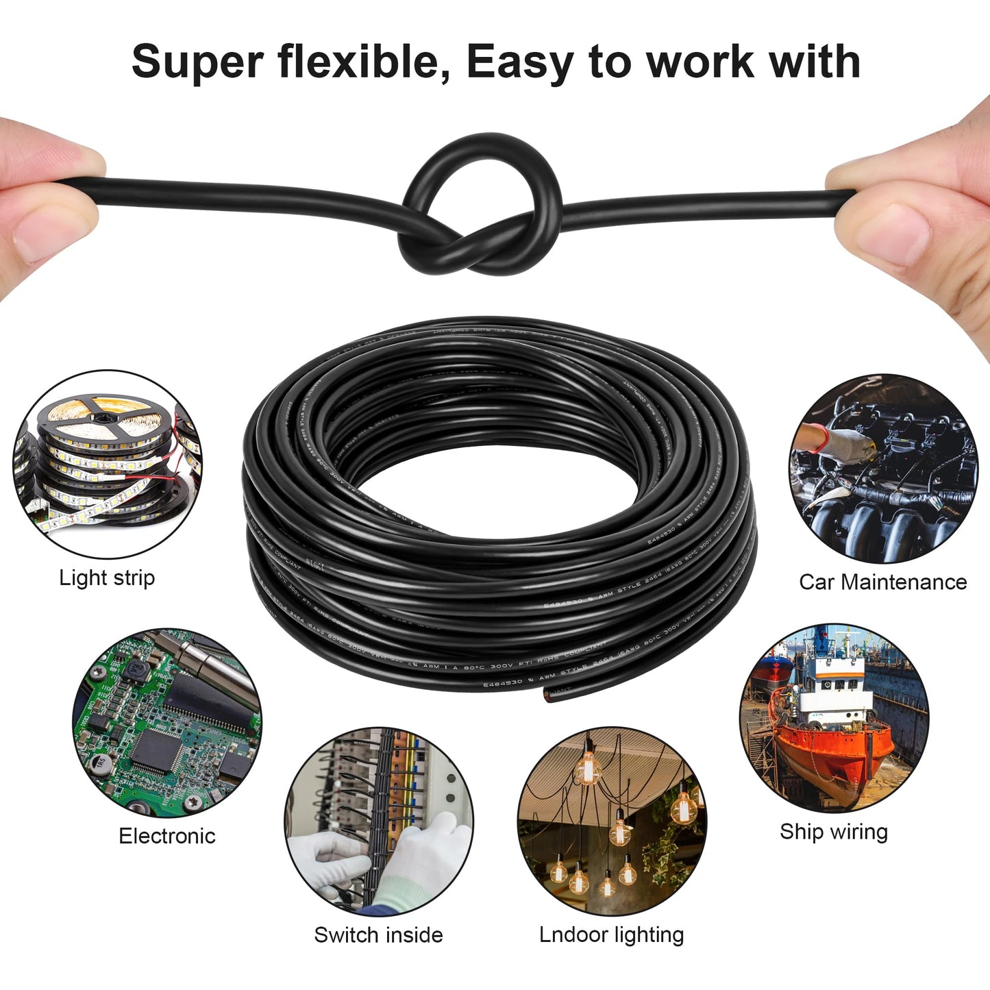 18 Gauge Wire 3 Conductor,18 AWG Electrical Wire Stranded PVC Cord Oxygen-Free Copper Cable,300 FT Tinned Copper Hookup Wire Cord for LED Lamp Lighting Strips Automotive (300FT, 18AWG-3C)…