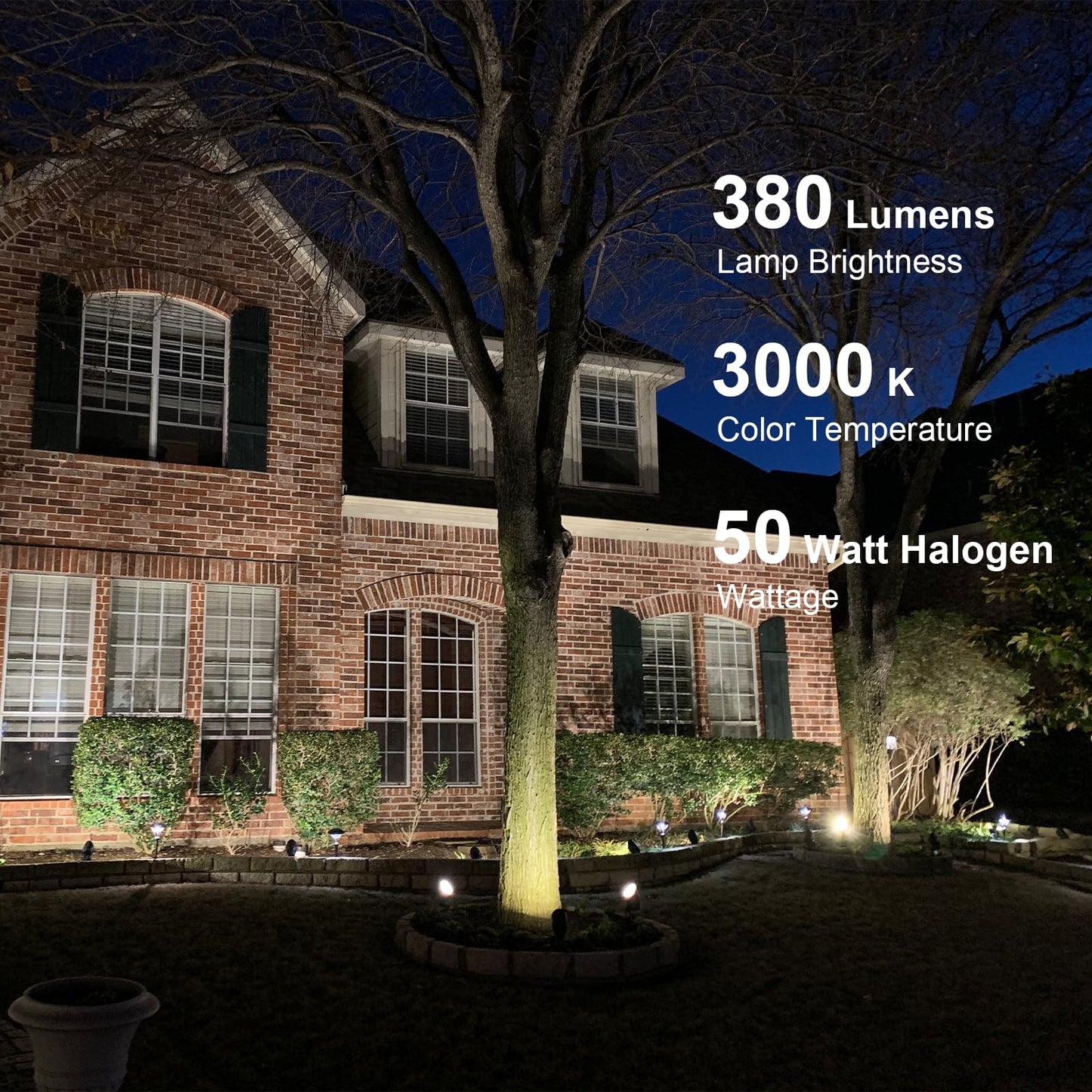 GOODSMANN Low Voltage Landscape Spotlights 50W 8PK Kits Outdoor Flood Lights 3000K Warm White Replaceable Halogen Bulb Outside Hardwired Lighting with Metal Stake Cable Connector