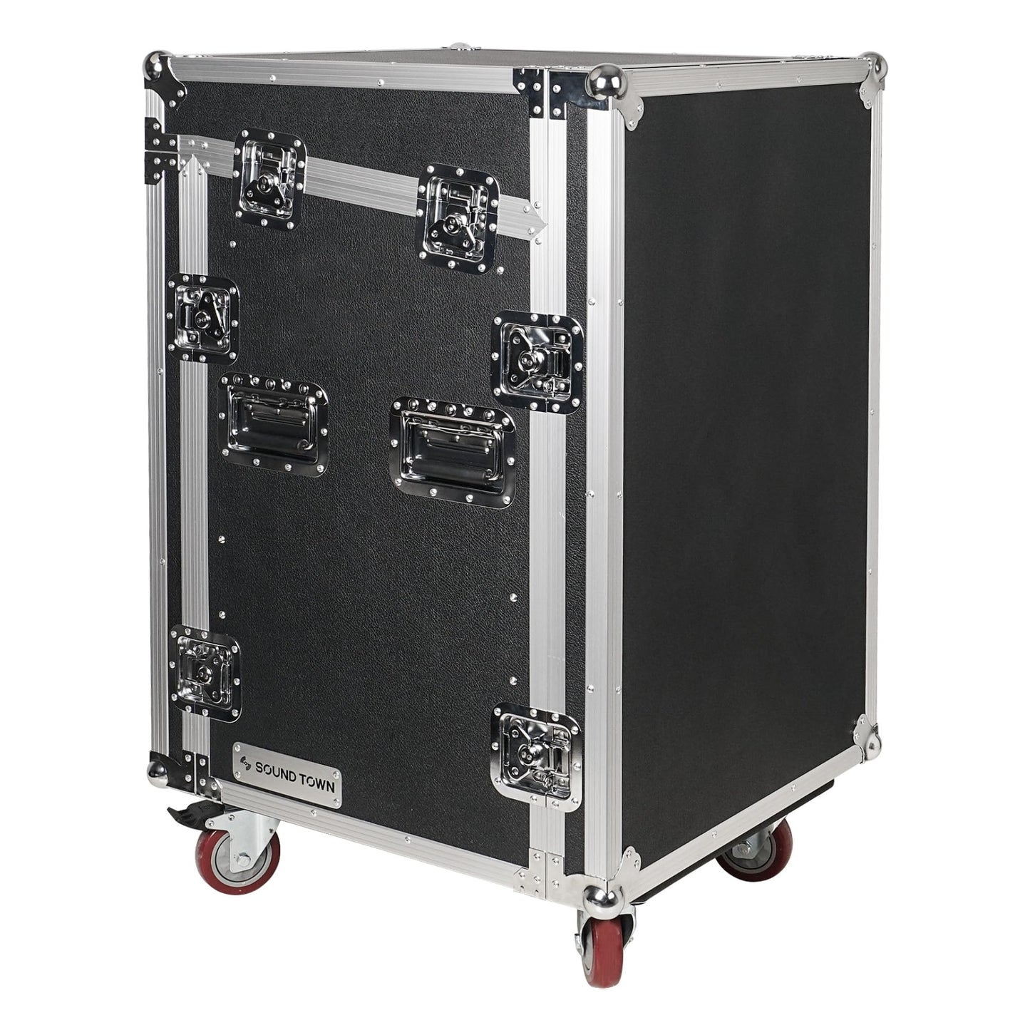 Sound Town Shock Mount 12U ATA Rack Case with 20” Rackable Depth, 11U Slant Mixer Top and Casters, 12-Space Size - Pro Tour Grade (STMR-SP12UW)