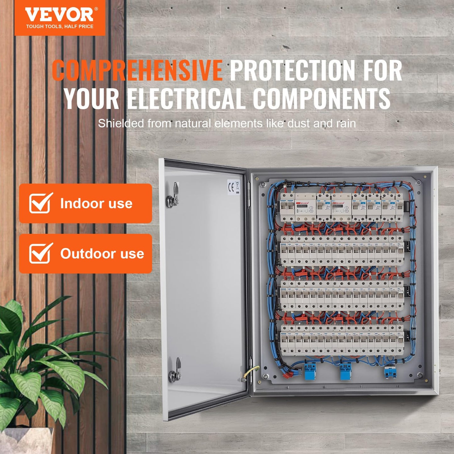 Steel Electrical Box, 24"x 20"x 8", 304 Stainless Steel Electrical Enclosure Box, Wall-Mounted Outdoor Electrical Electronic Equipment Enclosure with Mounting Plate Hinges Lock, IP66 Waterproof