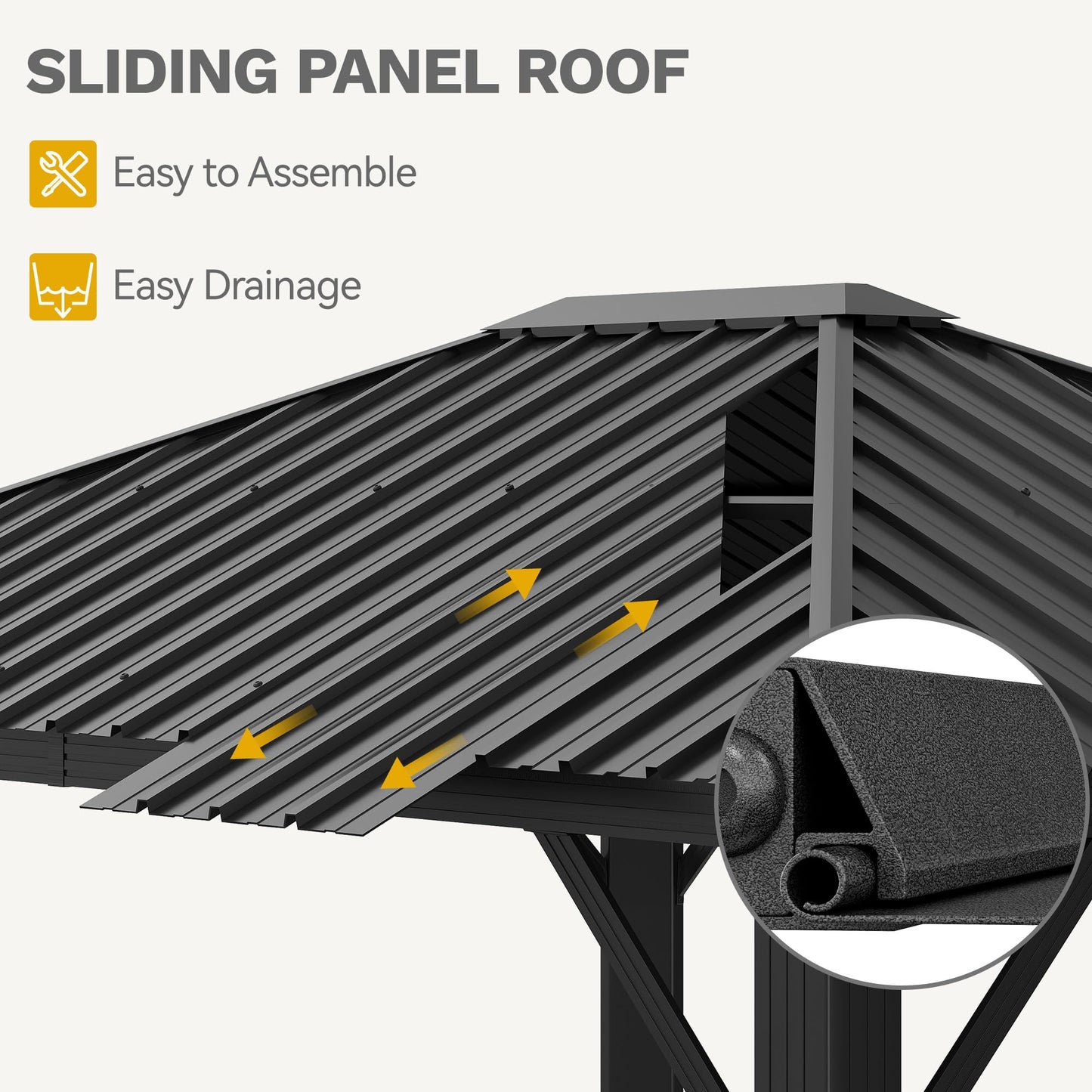 DWVO Gazebo Hardtop 10x12ft Single Roof Heavy Duty Canopy Galvanized Steel Outdoor with Nettings and Curtains for Patio, Backyard, Deck, Lawns, Grey