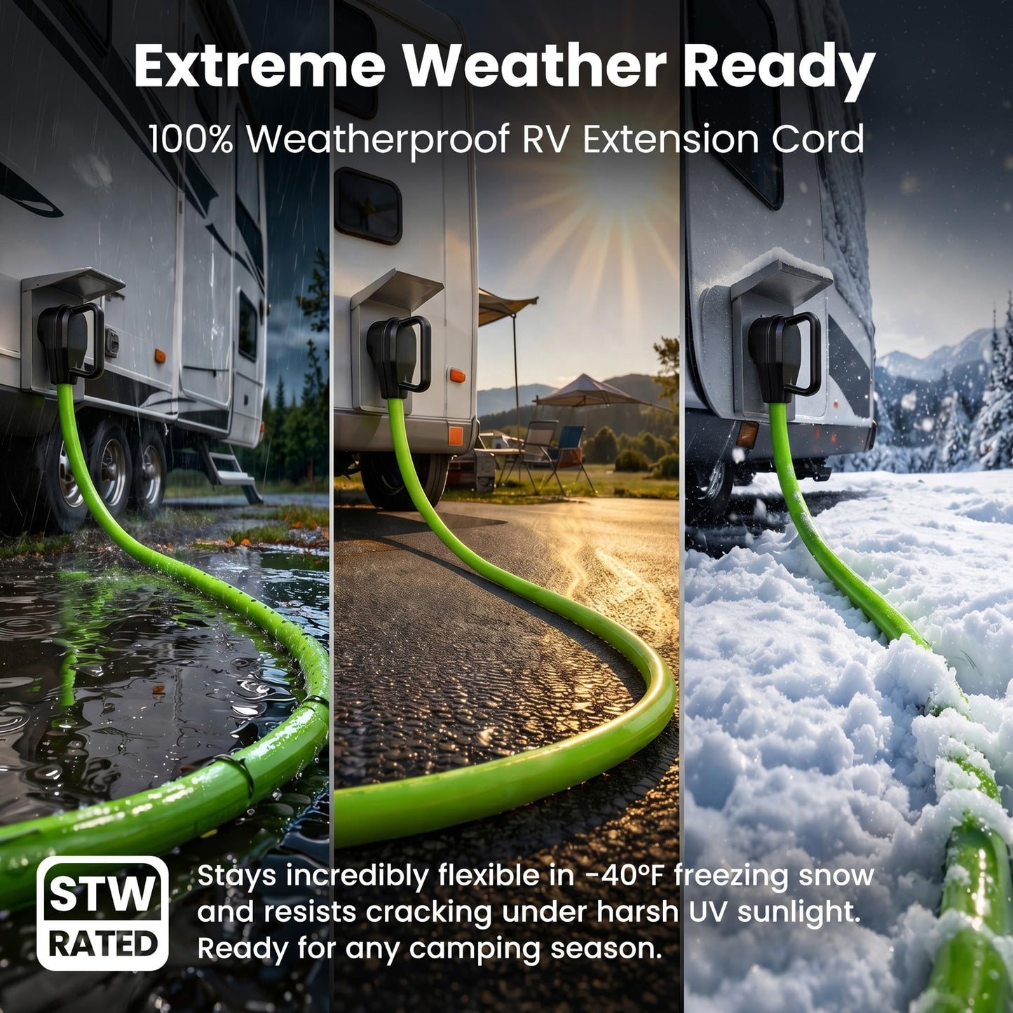 GEARit 30 Amp RV Extension Cord 100 Ft, 10/3 STW 30Amp RV Power Cord 125V 3750W NEMA TT-30P to TT-30R, 3 Prong Waterproof Heavy Duty for Camper Travel Trailer